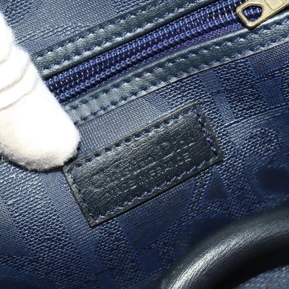 Christian Dior Trotter Canvas Boston Bag PVC Navy Gold Auth 127118 - Picture 13 of 16